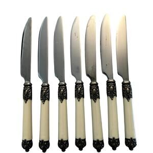 Hampton Silversmiths 'San Remo' Flatware Stainless Ivory Dinner Knives-Set of 7